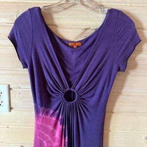 Michelle Jonas Purple and Pink Tie-Dye Ring Front Maxi Dress – Size S